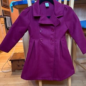 Girls' Berry Double-Breasted Peacoat Jacket